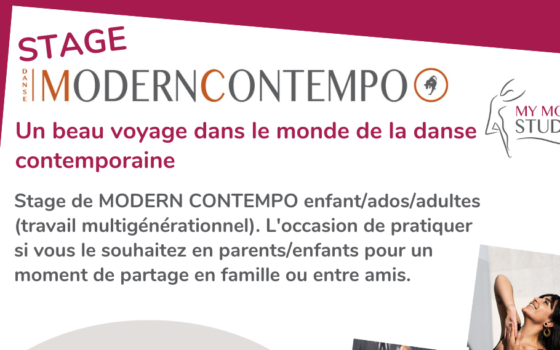 Stage de Dimanche (12/02) : 11h à 13h Modern Contempo (à partir de 10 ans)