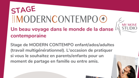 Stage de Dimanche (12/02) : 11h à 13h Modern Contempo (à partir de 10 ans)